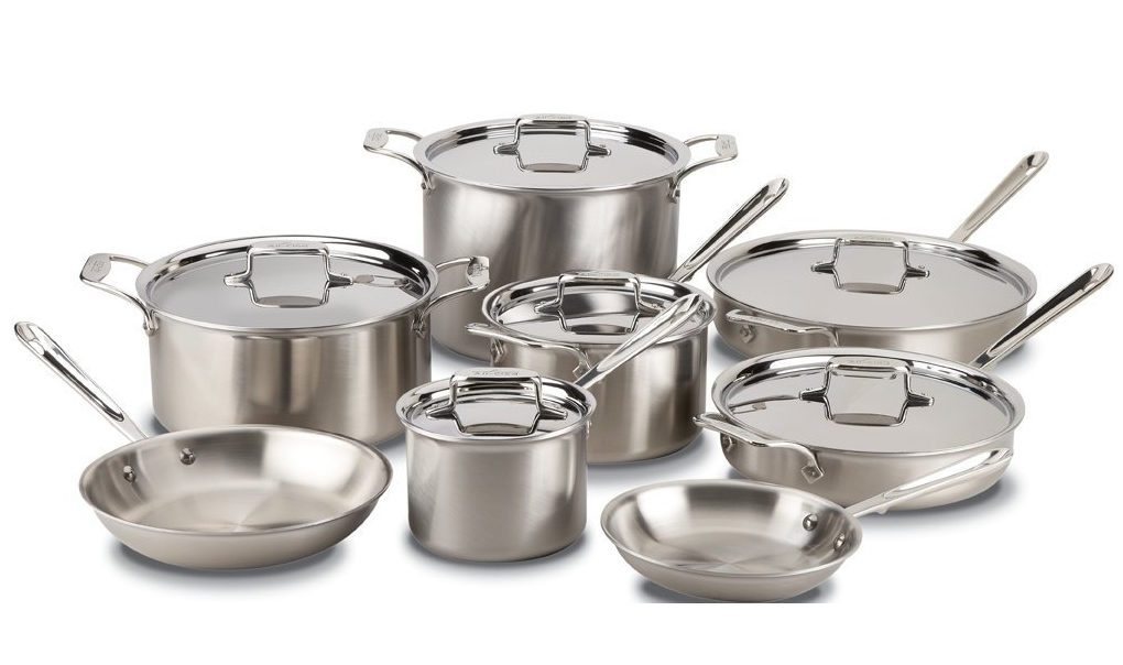 All-Clad d5 Stainless Steel 14-Piece Cookware Set, Silver