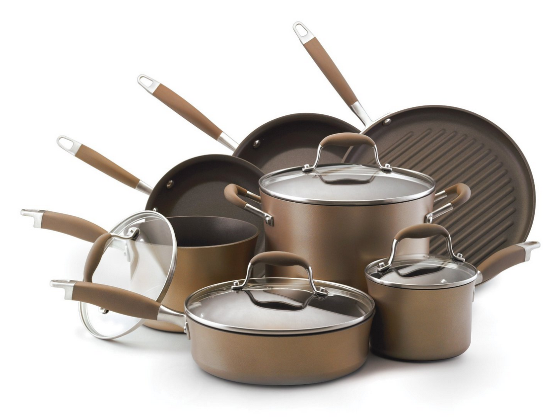 anolon advanced bronze nonstick 11 piece cookware set